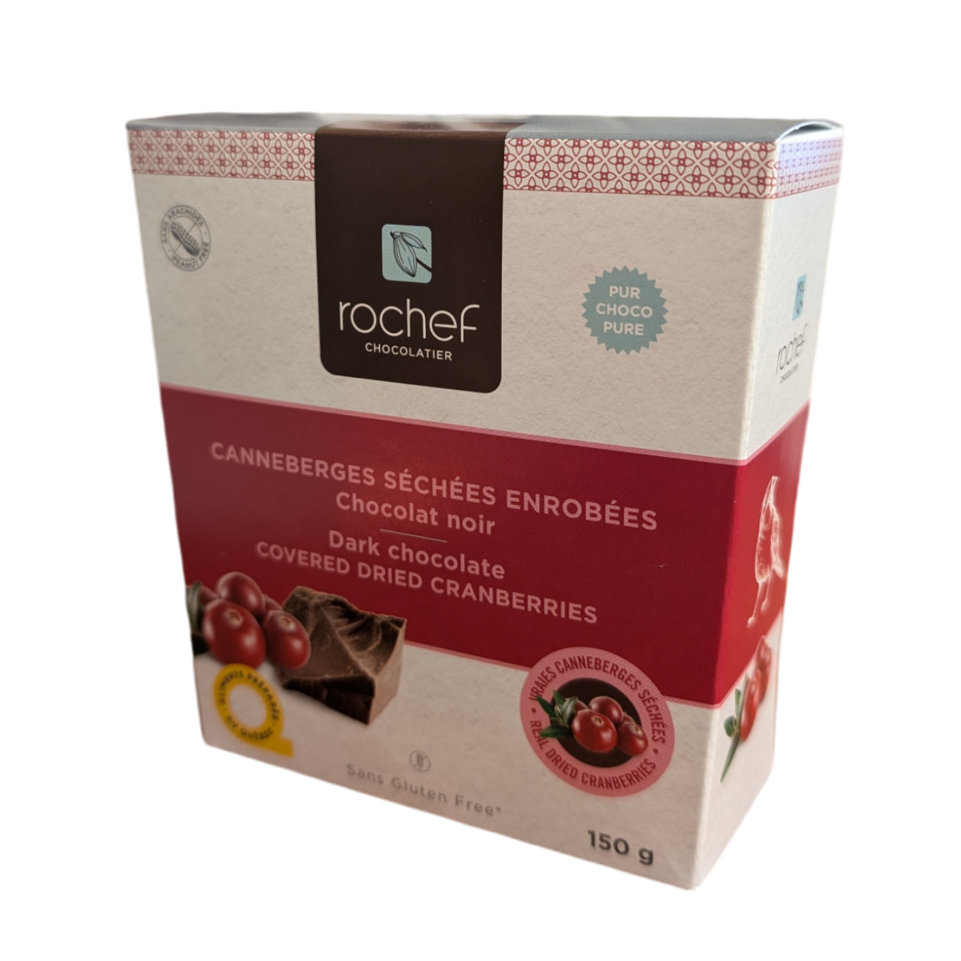 Canneberges séchées enrobées de chocolat noir